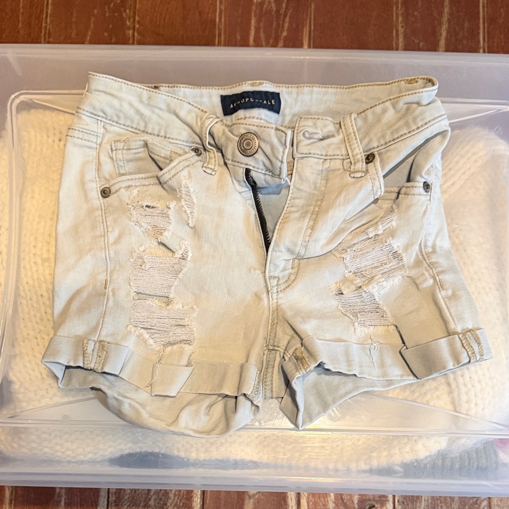 Aeropostale Women's LightDistressed Denim Shorts